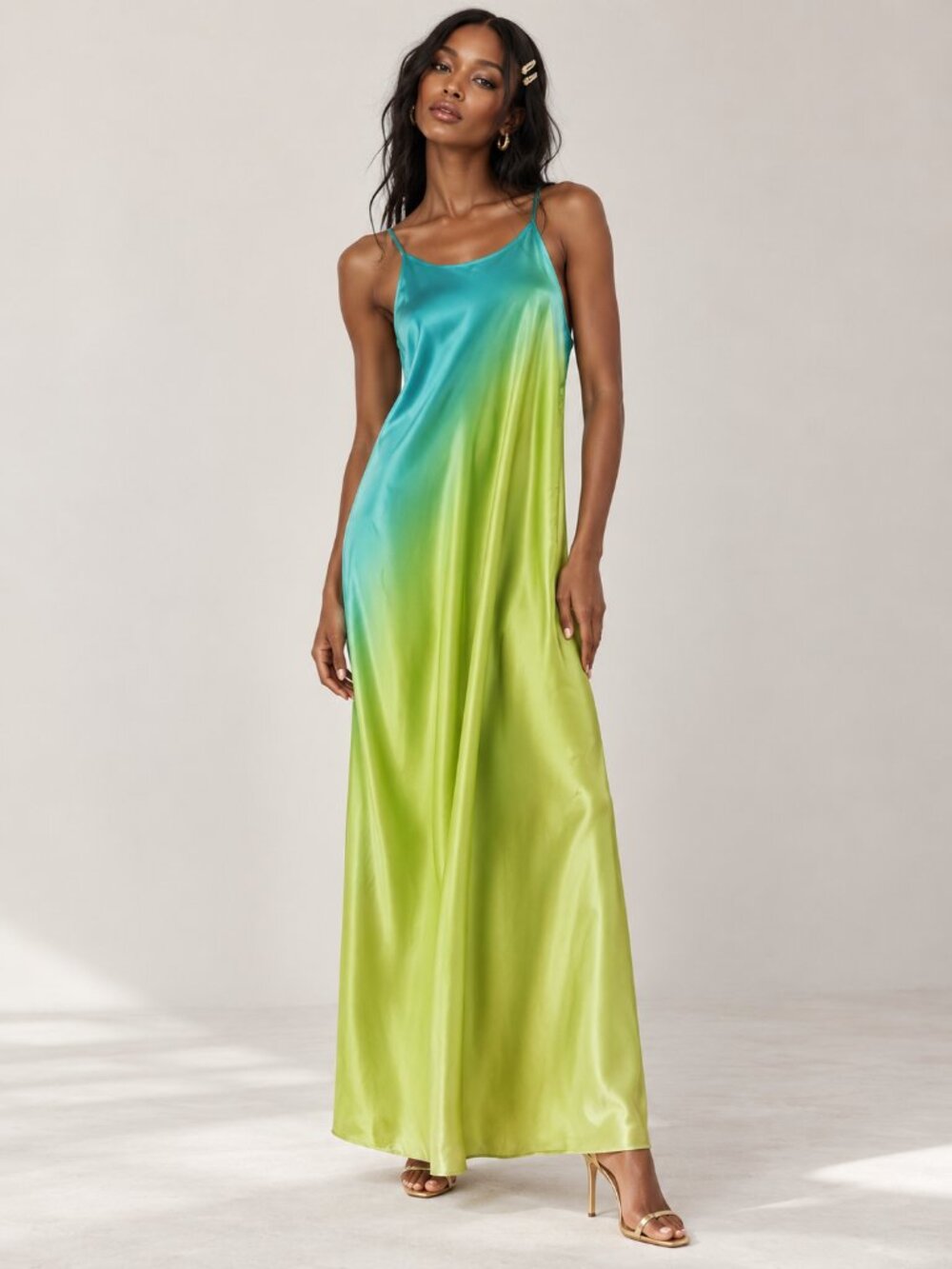 VINTAGE Y2k 90s Ombre Maxi Slip Dress Mermaidcore